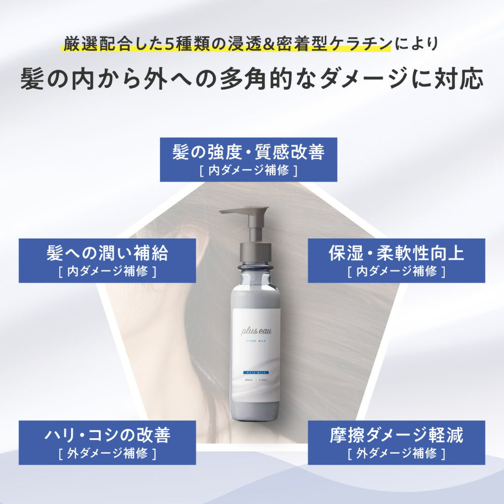 plus eau 水潤修護免沖洗護髮乳 Hydro Milk 150mL／120mL