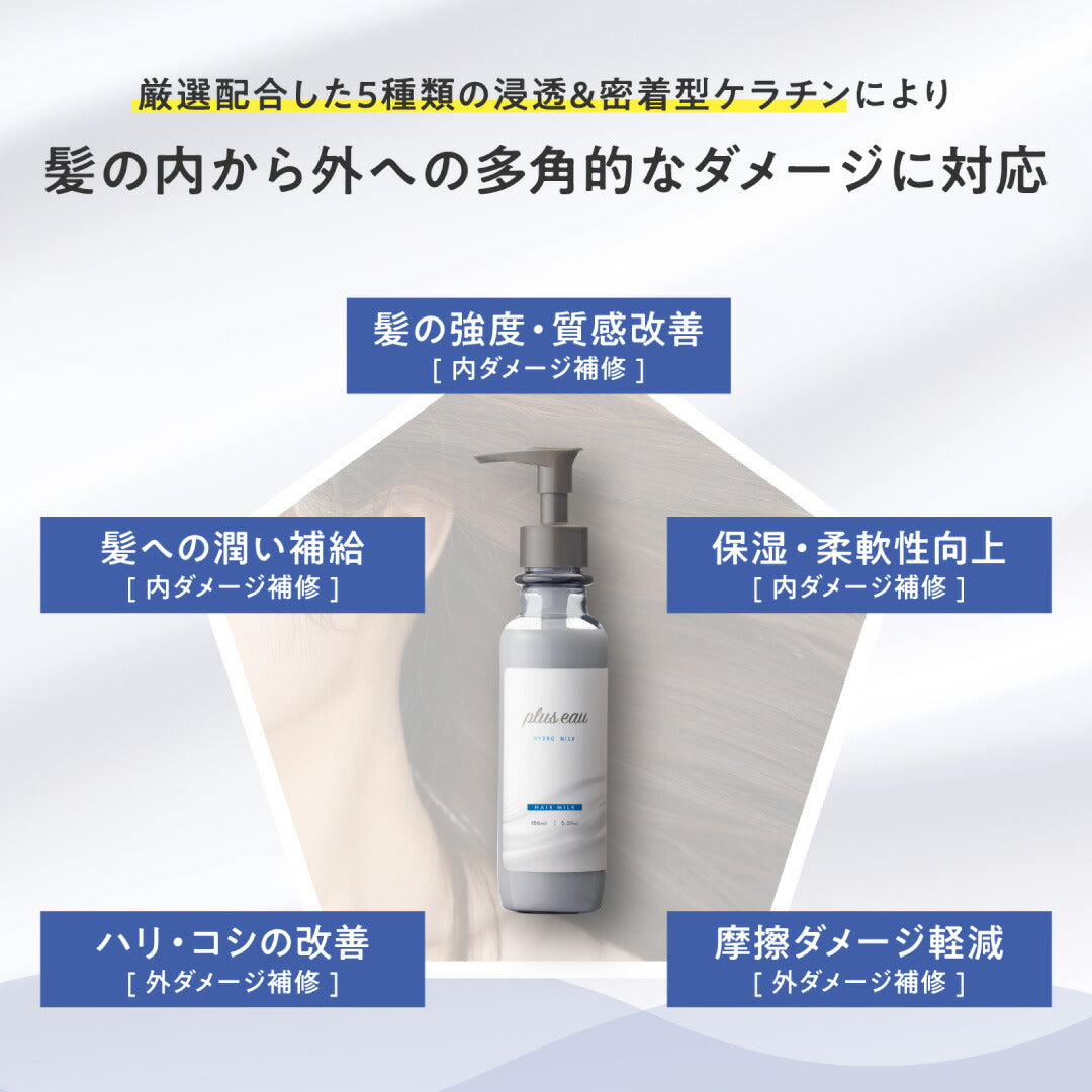 plus eau 水潤修護免沖洗護髮乳 Hydro Milk 150mL／120mL