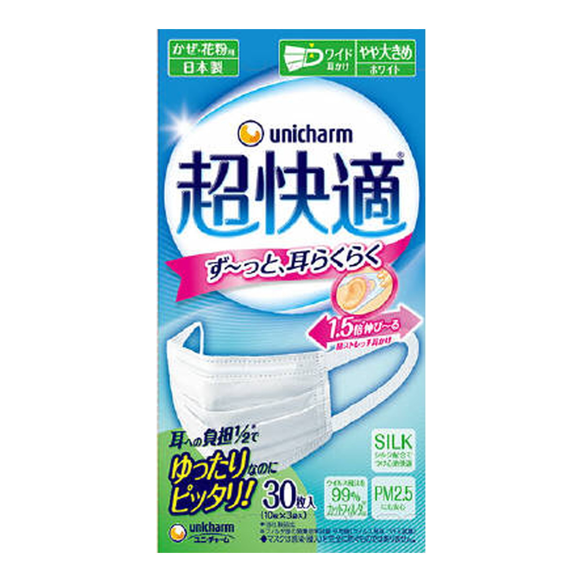 Unicharm超快適口罩30個（細/中/大碼）