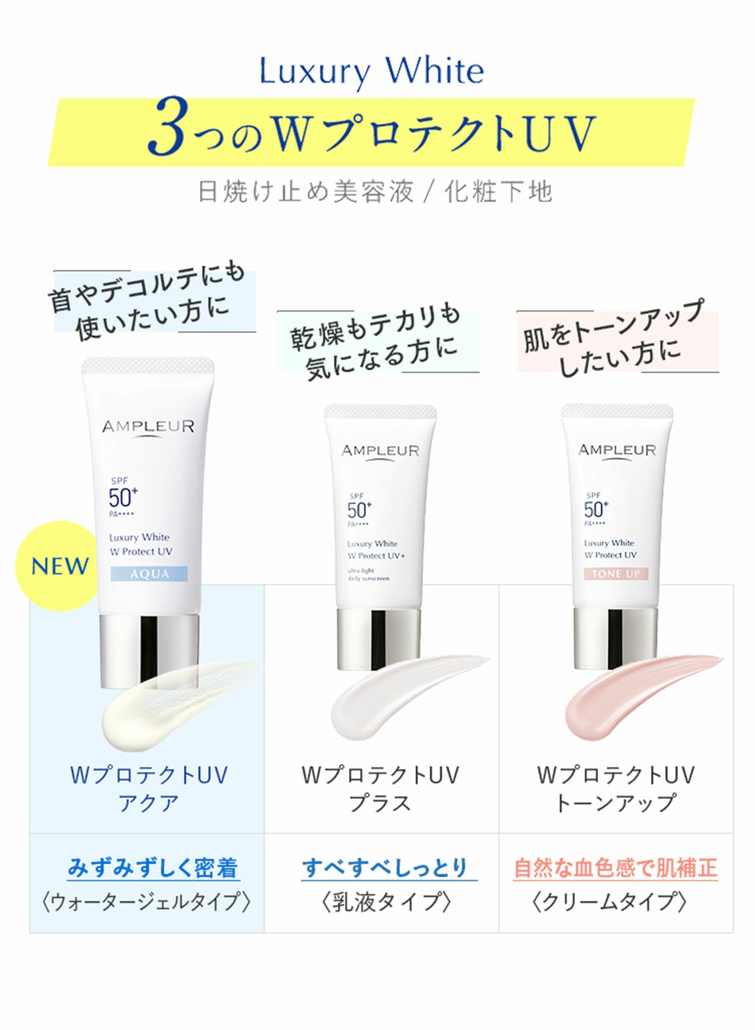 AMPLEUR Luxury White W Protect UV AQUA *水潤版* 防曬 SPF50+ PA++++ 30g
